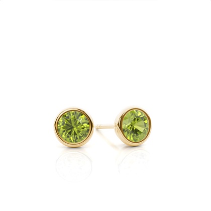 Bezel Setting Peridot Stud Earrings