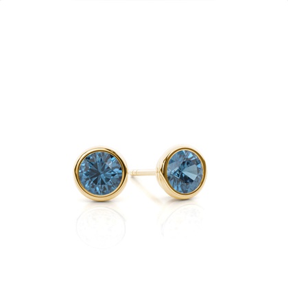 Bezel Setting Blue Topaz Stud Earrings