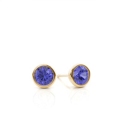 Bezel Setting Tanzanite Stud Earrings