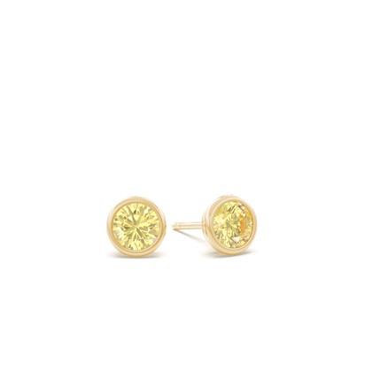 Bezel Setting Yellow Diamond Stud Earrings