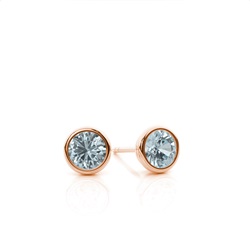 Bezel Setting Aquamarine Stud Earrings