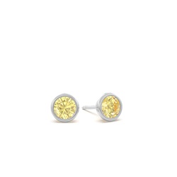 Bezel Setting Yellow Diamond Stud Earrings