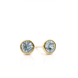 Bezel Setting Aquamarine Stud Earrings