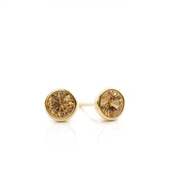Bezel Setting Citrine Stud Earrings
