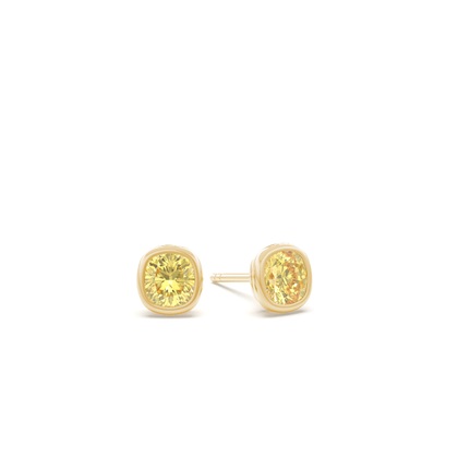 Bezel Setting Yellow Diamond Stud Earrings