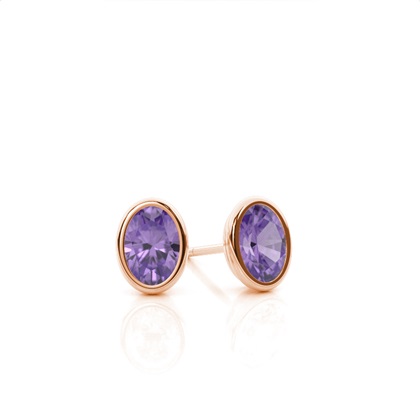 Bezel Setting Amethyst Stud Earrings
