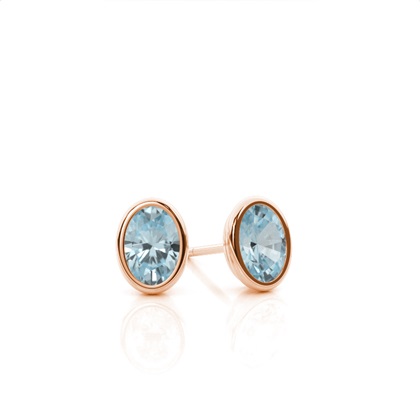 Bezel Setting Aquamarine Stud Earrings