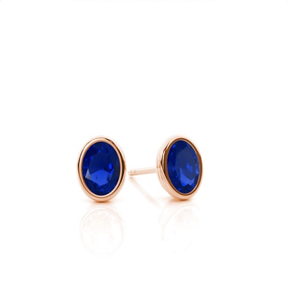 Bezel Setting Blue Sapphire Stud Earrings
