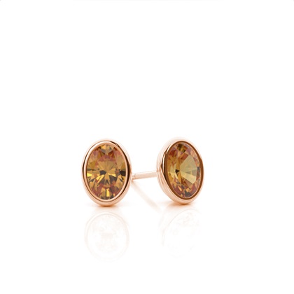 Bezel Setting Citrine Stud Earrings