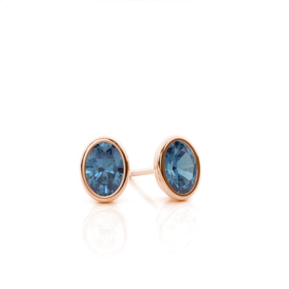 Bezel Setting Blue Topaz Stud Earrings