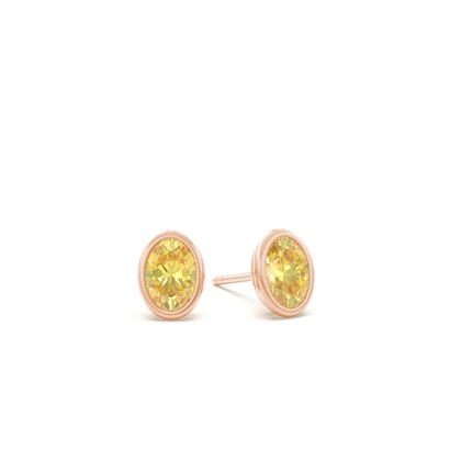 Bezel Setting Yellow Diamond Stud Earrings