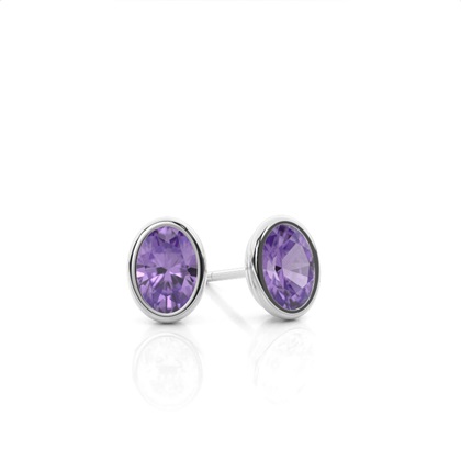 Bezel Setting Amethyst Stud Earrings