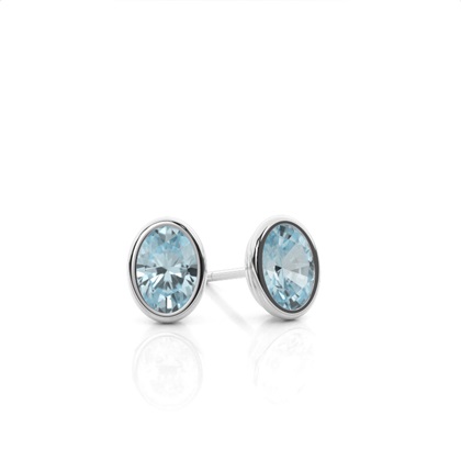 Bezel Setting Aquamarine Stud Earrings