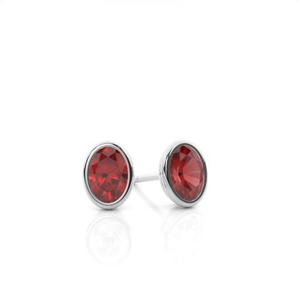 Bezel Setting Garnet Stud Earrings