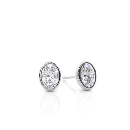 Bezel Setting Moissanite Stud Earrings
