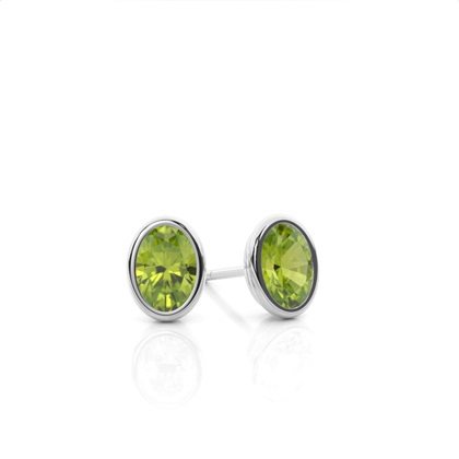 Bezel Setting Peridot Stud Earrings