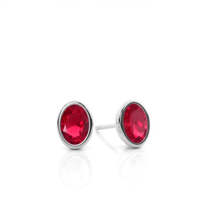 Bezel Setting Ruby Stud Earrings
