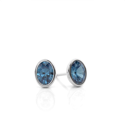 Bezel Setting Blue Topaz Stud Earrings