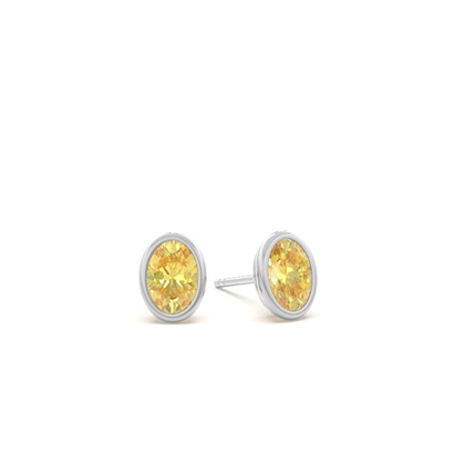 Bezel Setting Yellow Diamond Stud Earrings