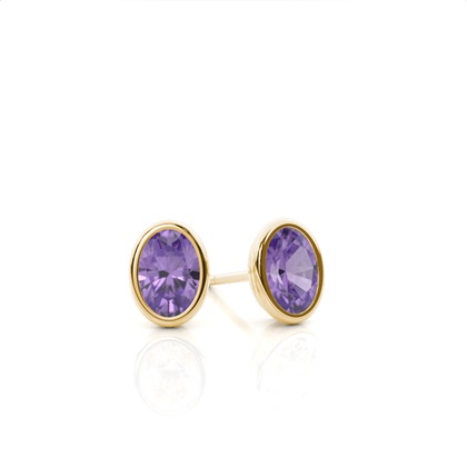 Bezel Setting Amethyst Stud Earrings