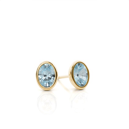 Bezel Setting Aquamarine Stud Earrings