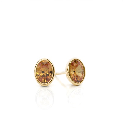 Bezel Setting Citrine Stud Earrings