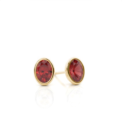 Bezel Setting Garnet Stud Earrings