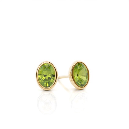 Bezel Setting Peridot Stud Earrings