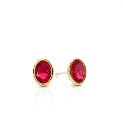 Bezel Setting Ruby Stud Earrings