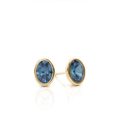 Bezel Setting Blue Topaz Stud Earrings