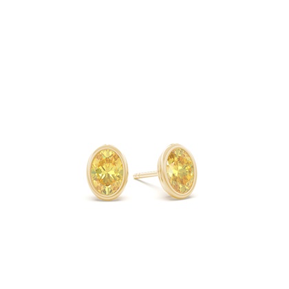 Bezel Setting Yellow Diamond Stud Earrings