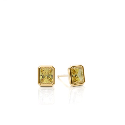 Bezel Setting Yellow Diamond Stud Earrings