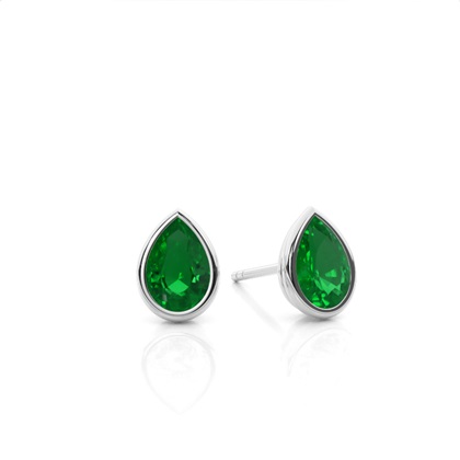 Pear Emerald Earrings Diamond