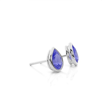 Bezel Setting Tanzanite Stud Earrings