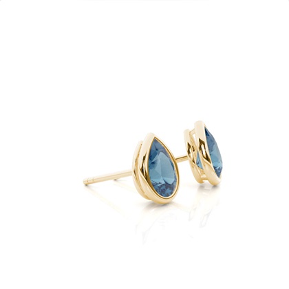Bezel Setting Blue Topaz Stud Earrings