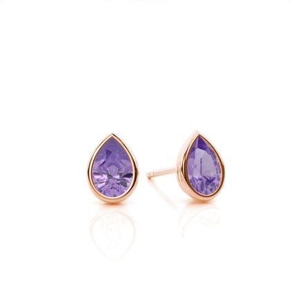 Bezel Setting Amethyst Stud Earrings