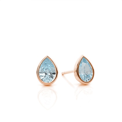 Bezel Setting Aquamarine Stud Earrings