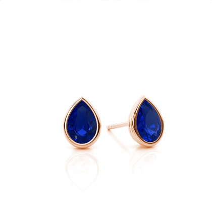 Bezel Setting Blue Sapphire Stud Earrings