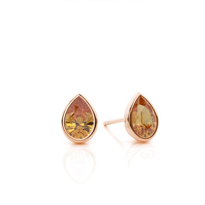 Bezel Setting Citrine Stud Earrings