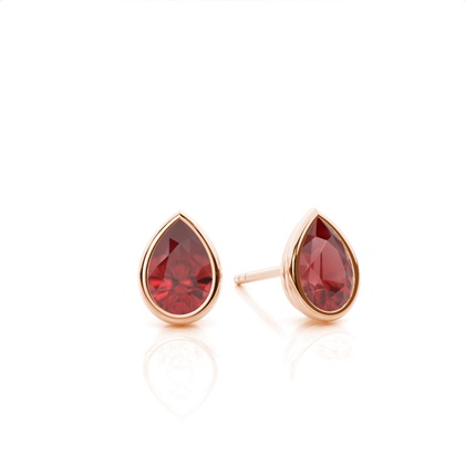 Bezel Setting Garnet Stud Earrings