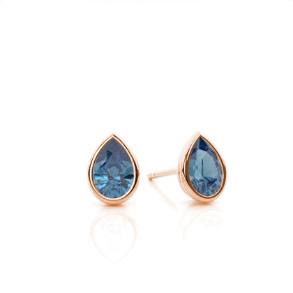 Bezel Setting Blue Topaz Stud Earrings
