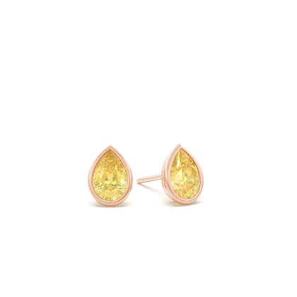 Bezel Setting Yellow Diamond Stud Earrings