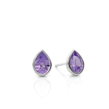 Bezel Setting Amethyst Stud Earrings