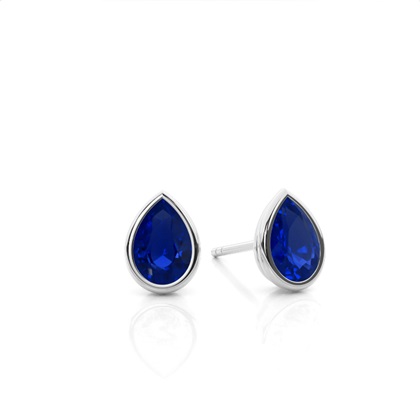 Bezel Setting Blue Sapphire Stud Earrings