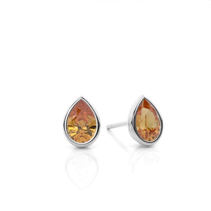 Bezel Setting Citrine Stud Earrings