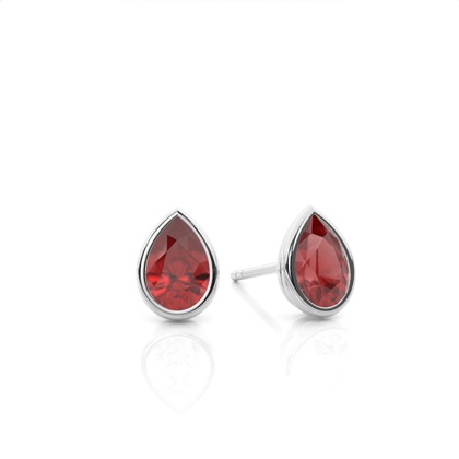 Bezel Setting Garnet Stud Earrings