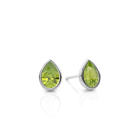 Bezel Setting Peridot Stud Earrings
