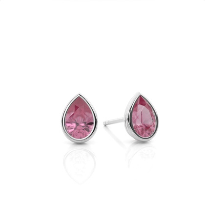 Bezel Setting Pink Tourmaline Stud Earrings