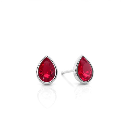 Bezel Setting Ruby Stud Earrings