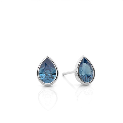 Bezel Setting Blue Topaz Stud Earrings
